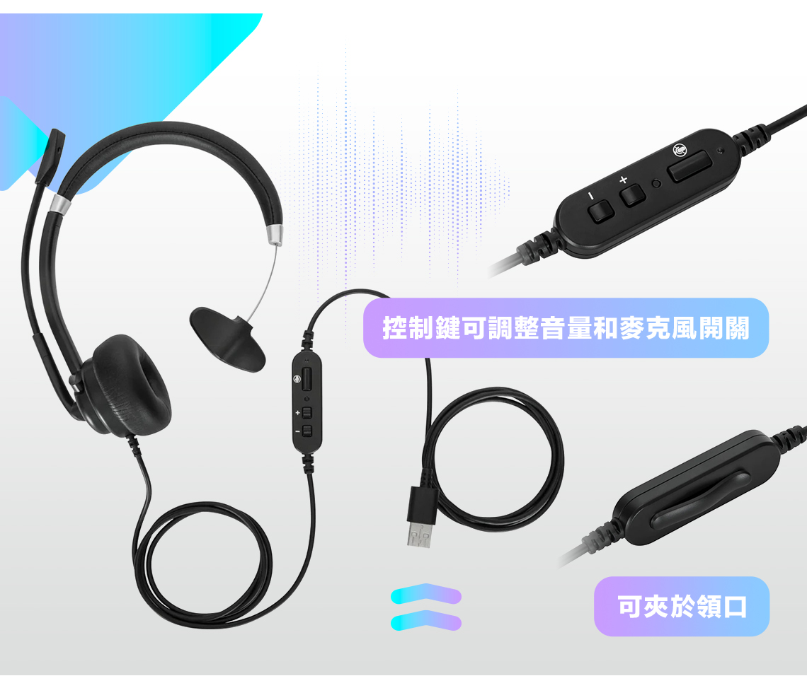 Targus 單耳式 有線耳機麥克風, 黑