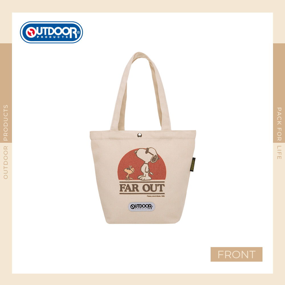【OUTDOOR】史努比SNOOPY-音樂祭帆布手提袋-米色 ODP23S06BG
