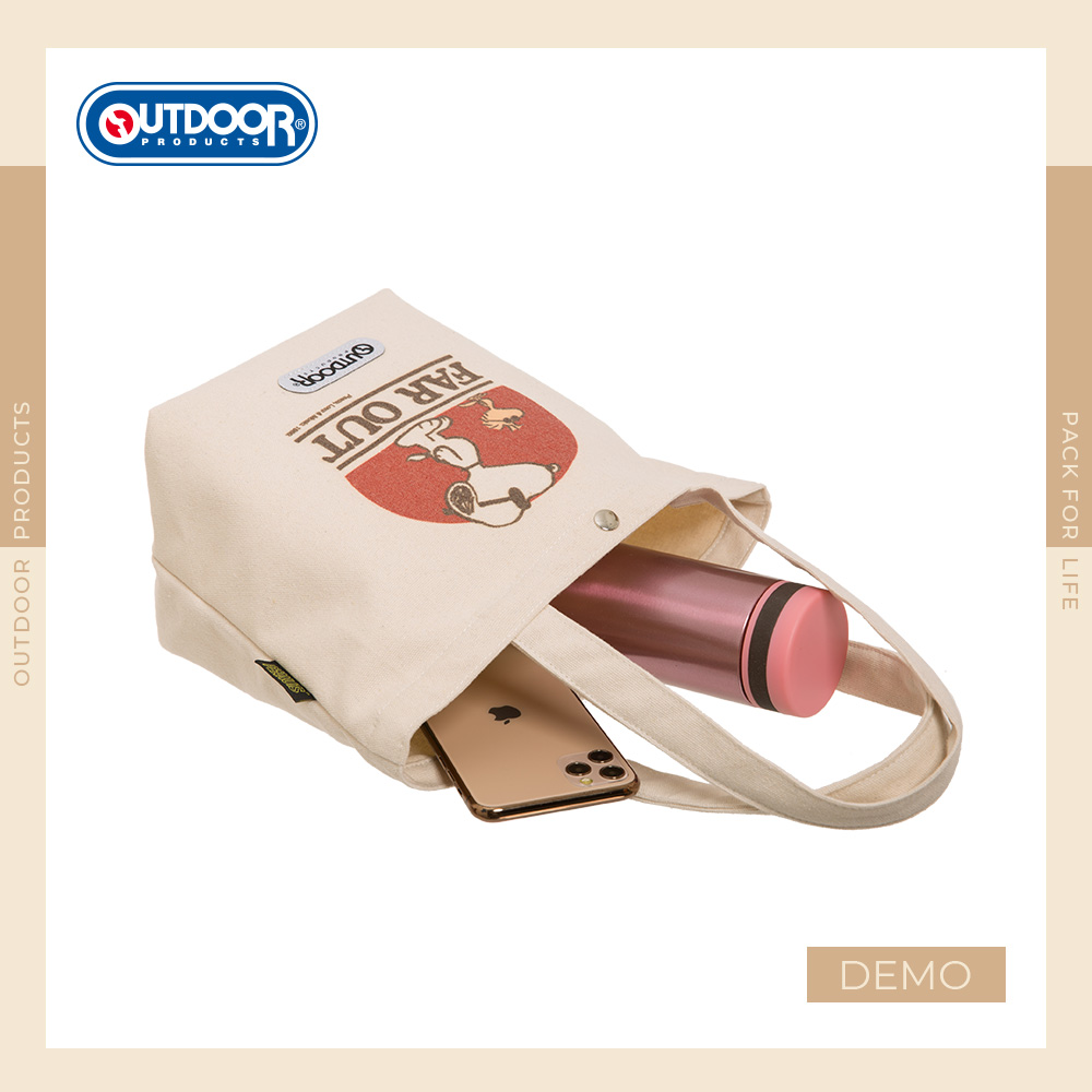 【OUTDOOR】史努比SNOOPY-音樂祭帆布手提袋-米色 ODP23S06BG