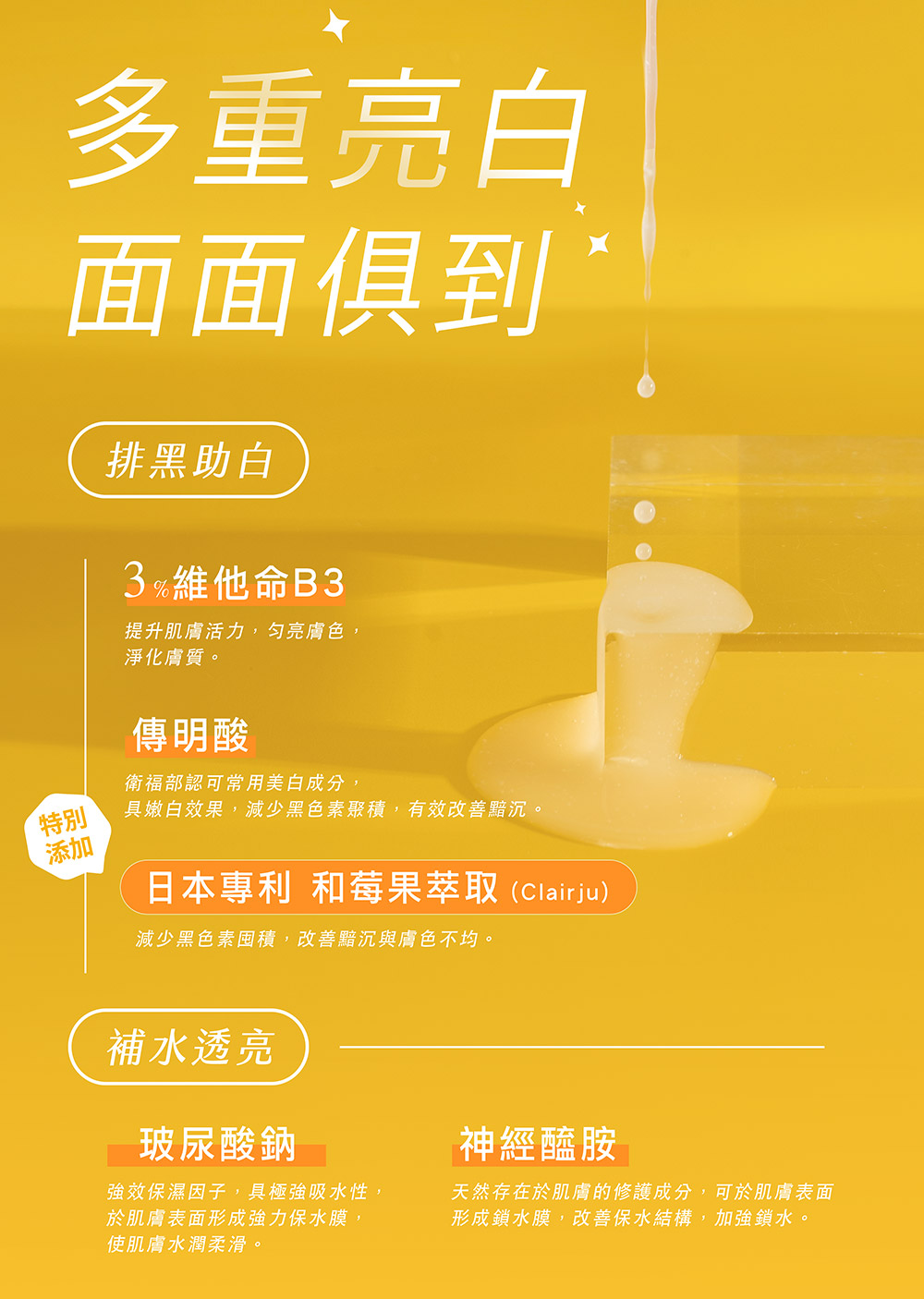 牛爾ampm B3傳明酸亮白面膜。速效透亮、排黑助白，維他命B3、傳明酸、 玻尿酸鈉、神經醯胺。最輕薄面膜、面膜、面膜推薦、保濕面膜。