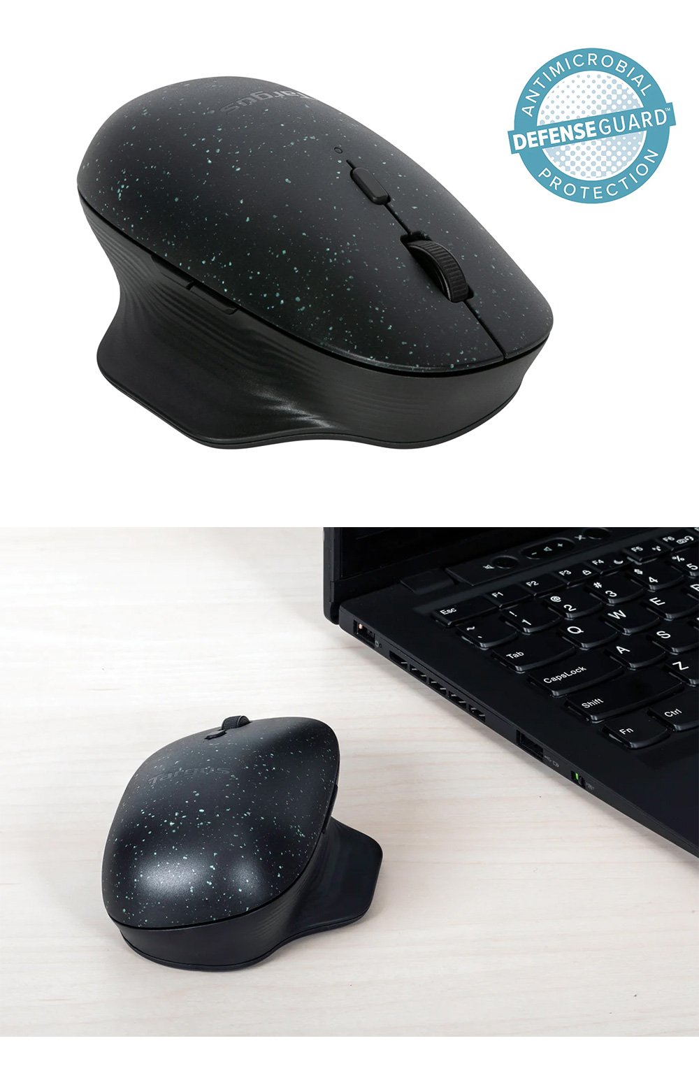Targus EcoSmart Ergonomic Mouse 藍牙無線滑鼠 人體工學左右手翻轉滑鼠, 黑