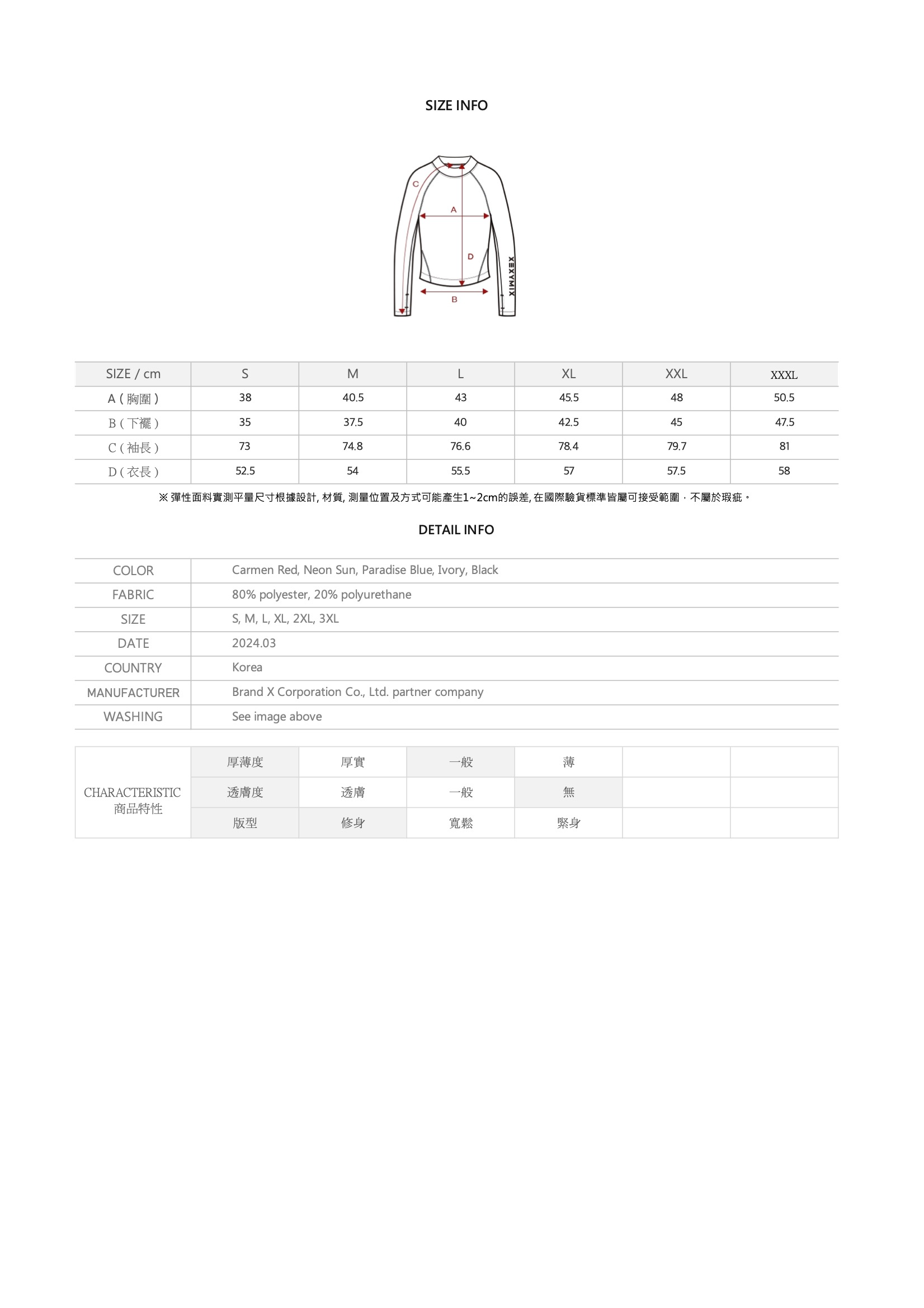 夏日微風修身防曬長袖泳裝上衣 商品說明圖 47
