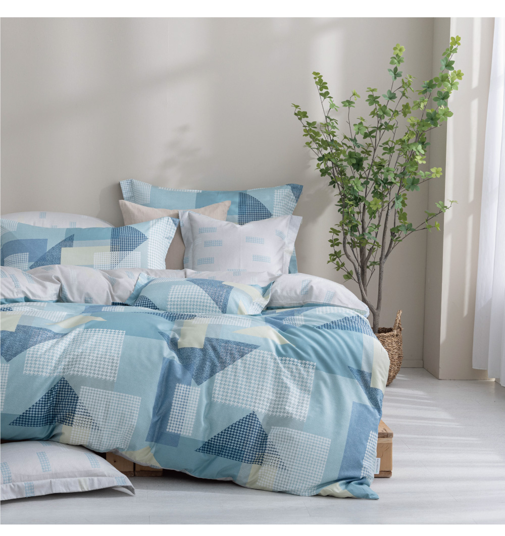MONTAGUT 夢特嬌】200織紗精梳棉兩用被床包組(雙人)解構藍調｜新北中和 - Main Image