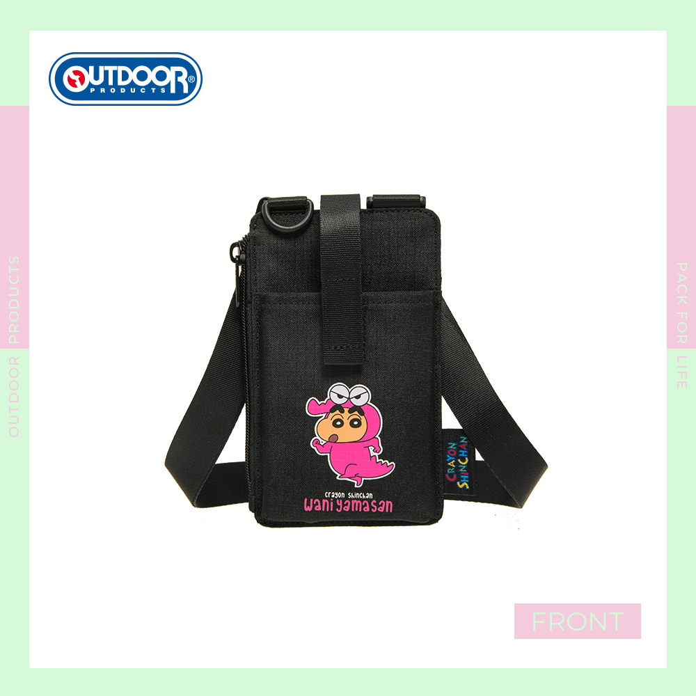 【OUTDOOR】Crayon Shinchan蠟筆小新鱷魚阿山隨身側背包-黑色 ODCS24H05BK