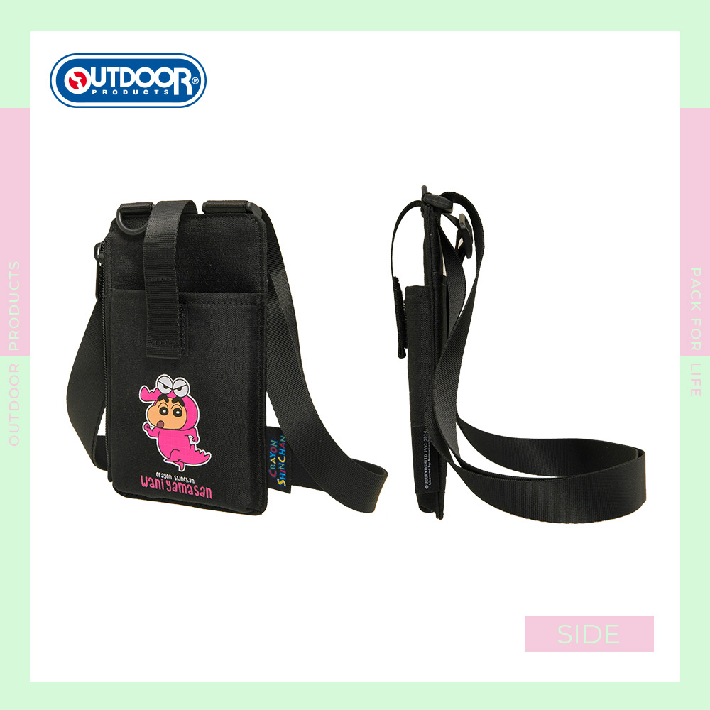 【OUTDOOR】Crayon Shinchan蠟筆小新鱷魚阿山隨身側背包-黑色 ODCS24H05BK