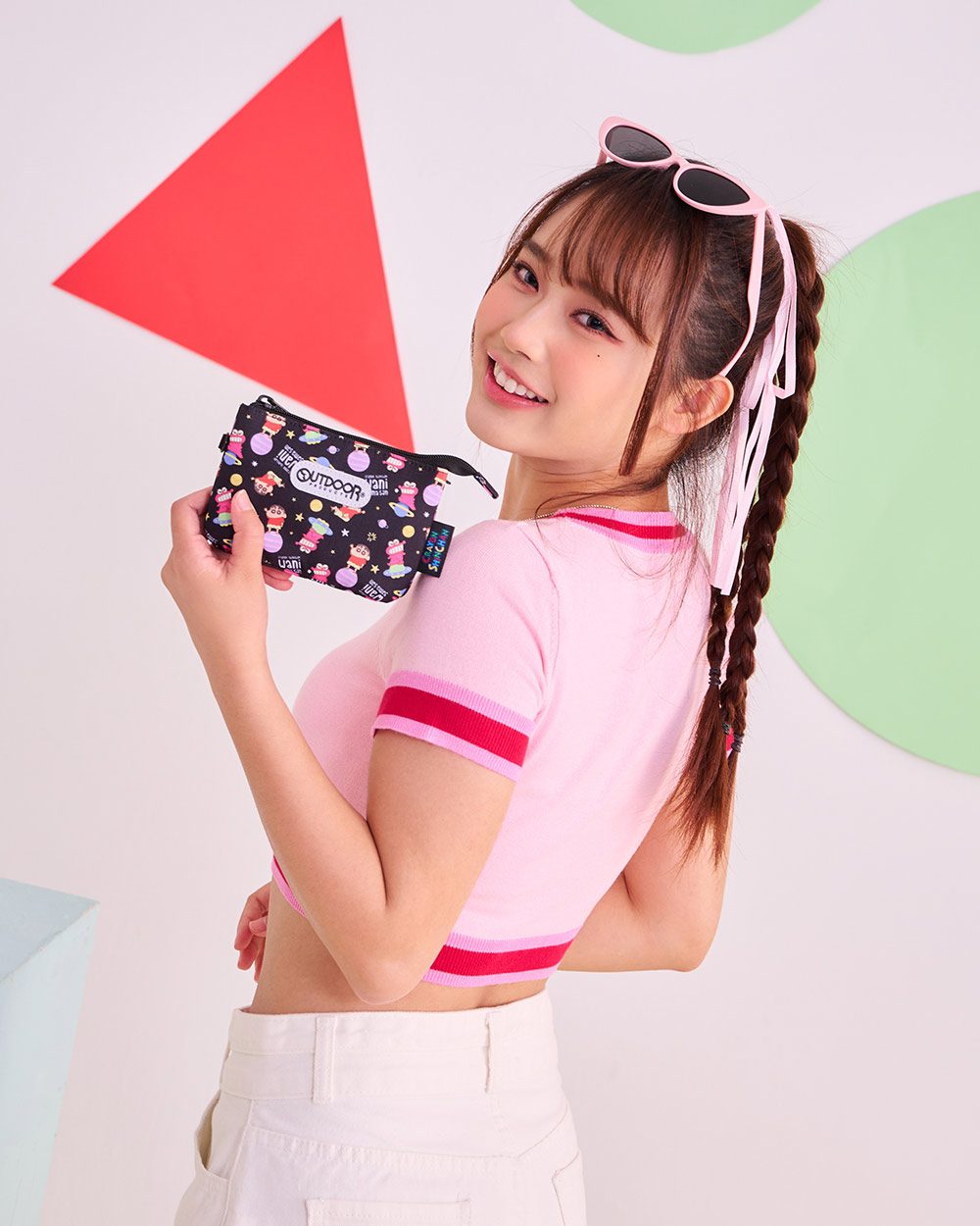 【OUTDOOR】Crayon Shinchan蠟筆小新鱷魚阿山三層零錢包-黑色 ODCS24H08BK