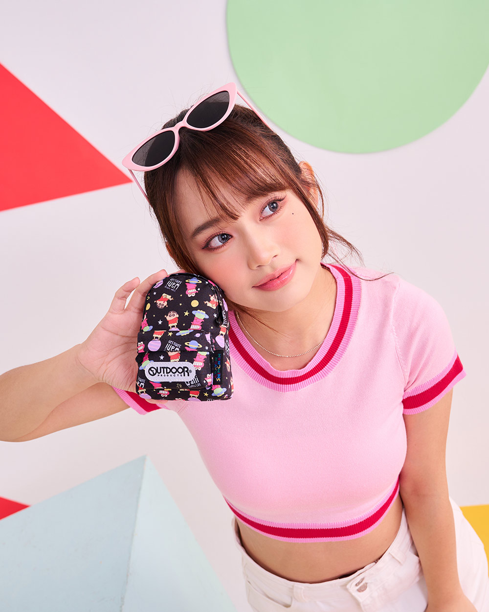 【OUTDOOR】Crayon Shinchan蠟筆小新鱷魚阿山背包造型零錢包-黑色 ODCS24H09BK