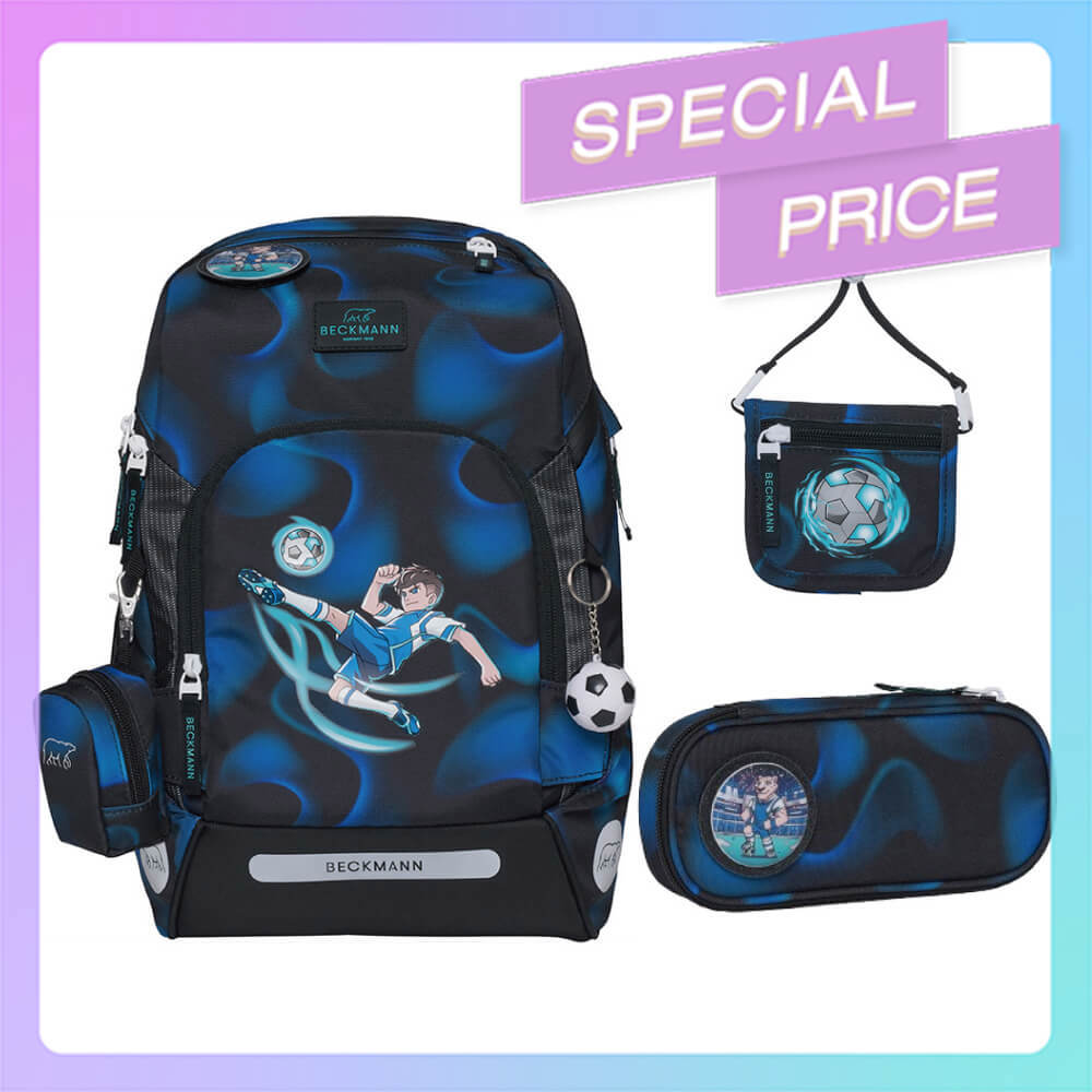 AIR FLX 擴充護脊書包20~25L+文具袋+卡夾小包 - 魔力足球