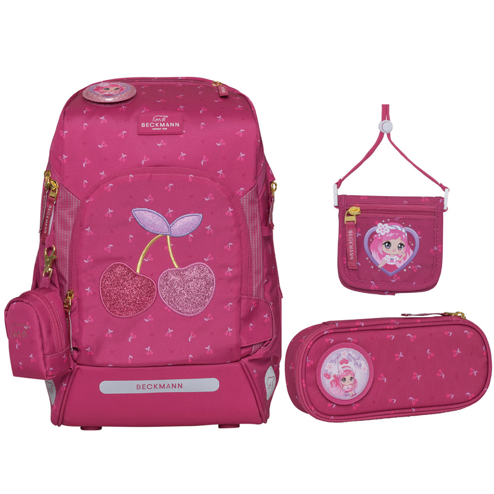 AIR FLX 擴充護脊書包20~25L+文具袋+卡夾小包 - 甜美櫻桃