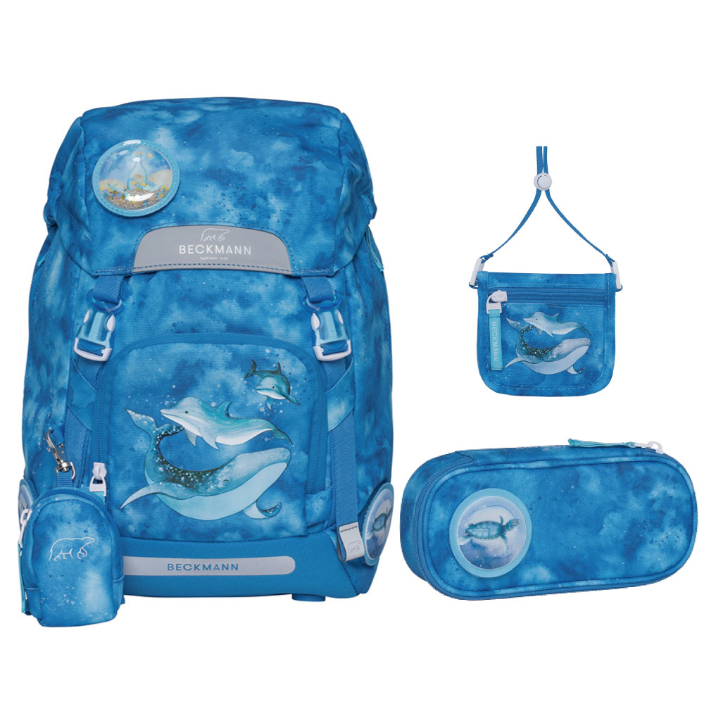 Classic 兒童護脊書包 22L+文具袋+卡夾小包 - 鯨魚先生