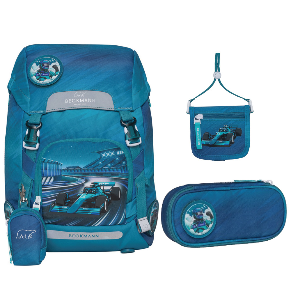 Classic 兒童護脊書包 22L+文具袋+卡夾小包 - 旋風賽車