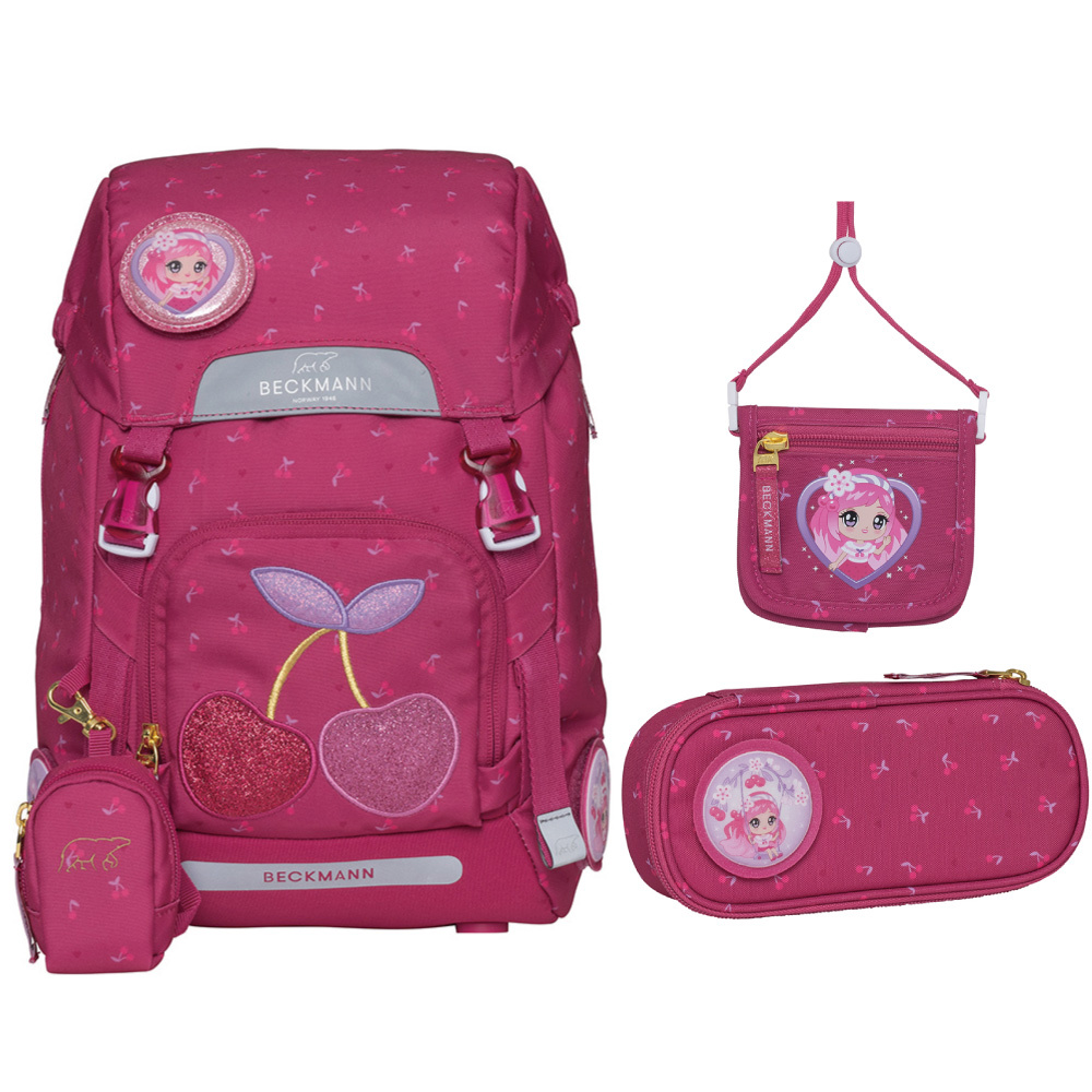 Classic 兒童護脊書包 22L+文具袋+卡夾小包 - 甜美櫻桃