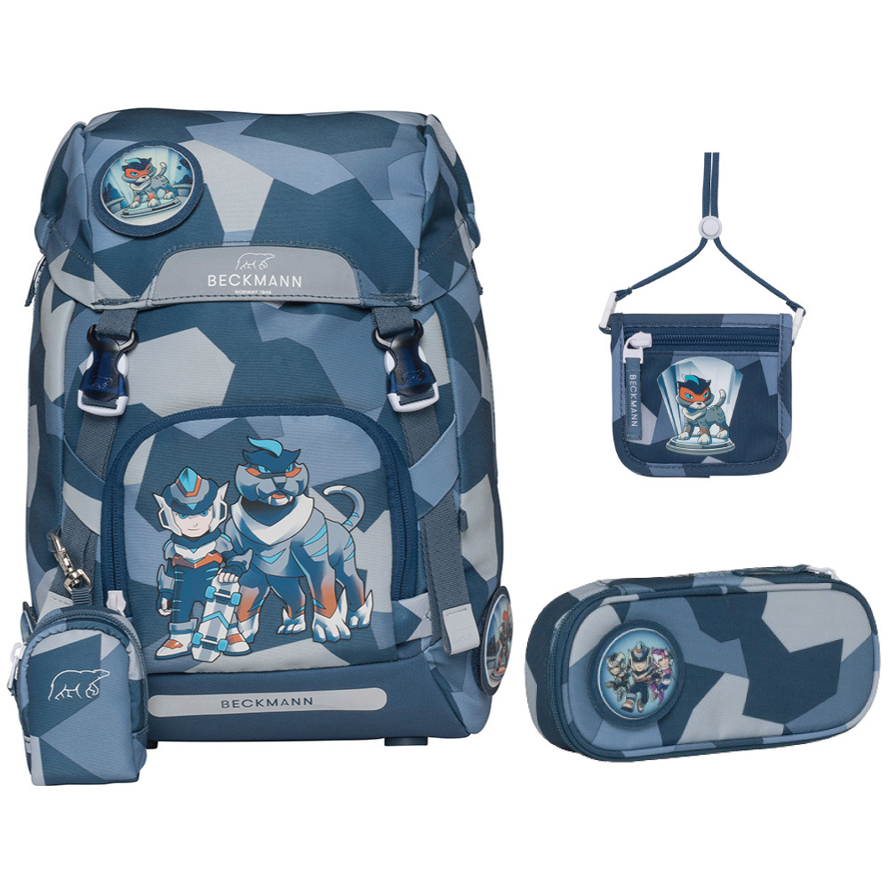 Classic 兒童護脊書包 22L+文具袋+卡夾小包 - 光速Tiger