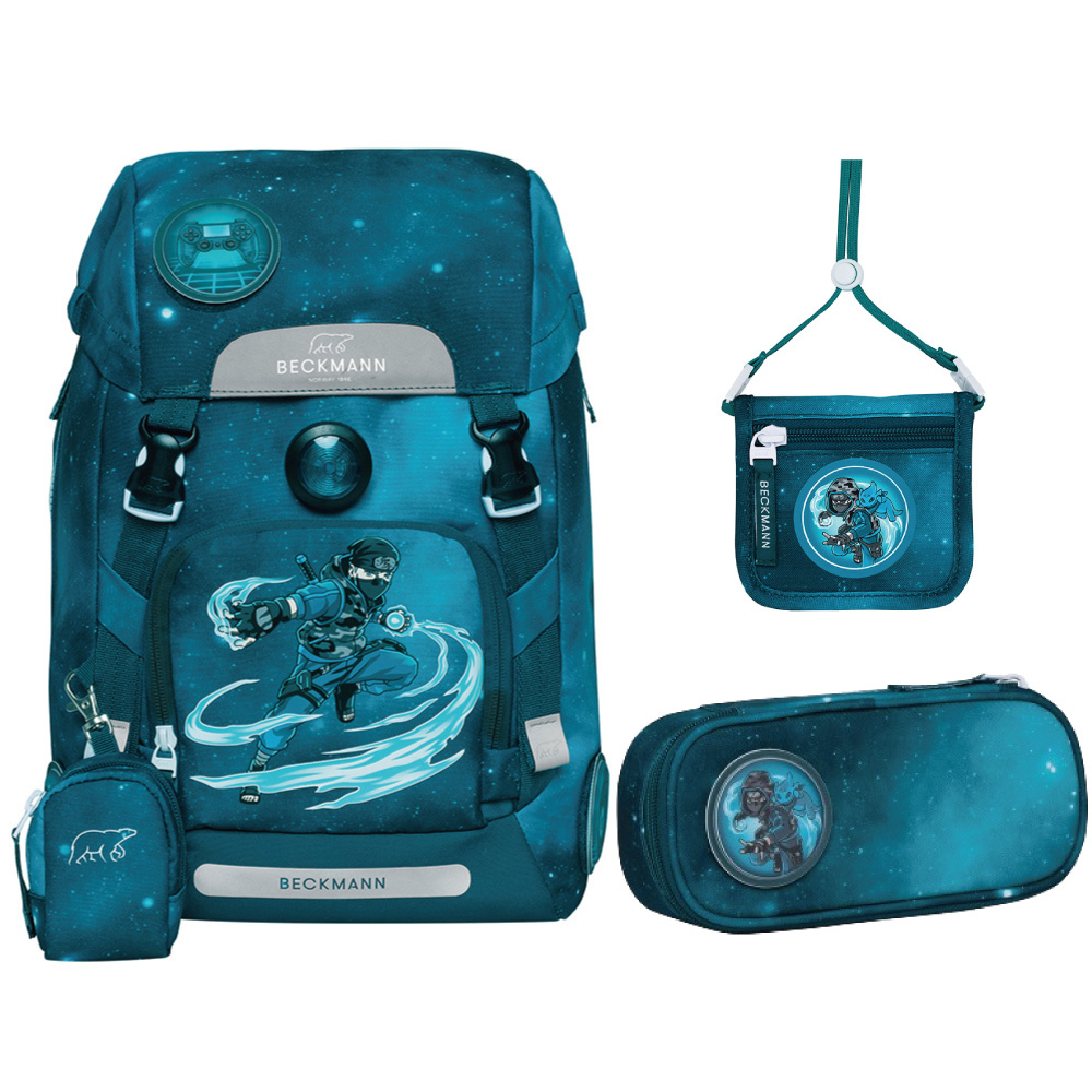 Classic 兒童護脊書包 22L+文具袋+卡夾小包 - 忍者高手