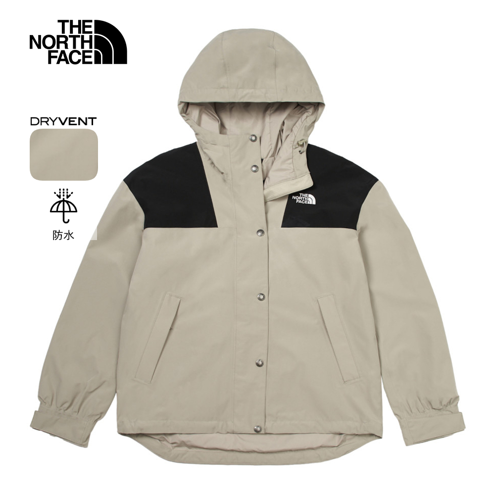 【10/24 00點週末限定】The North Face北面女款灰色防水透氣連帽衝鋒衣｜7QSI5IF