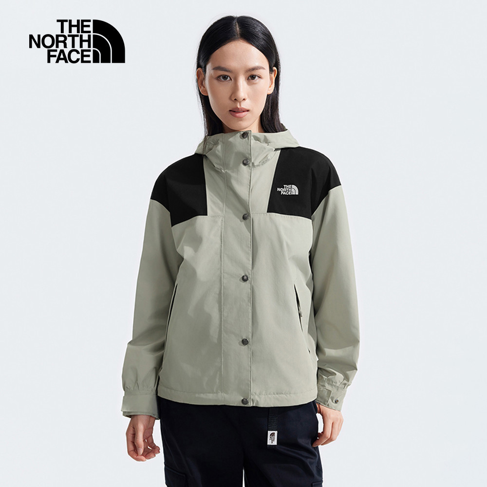 【10/24 00點週末限定】The North Face北面女款灰色防水透氣連帽衝鋒衣｜7QSI5IF