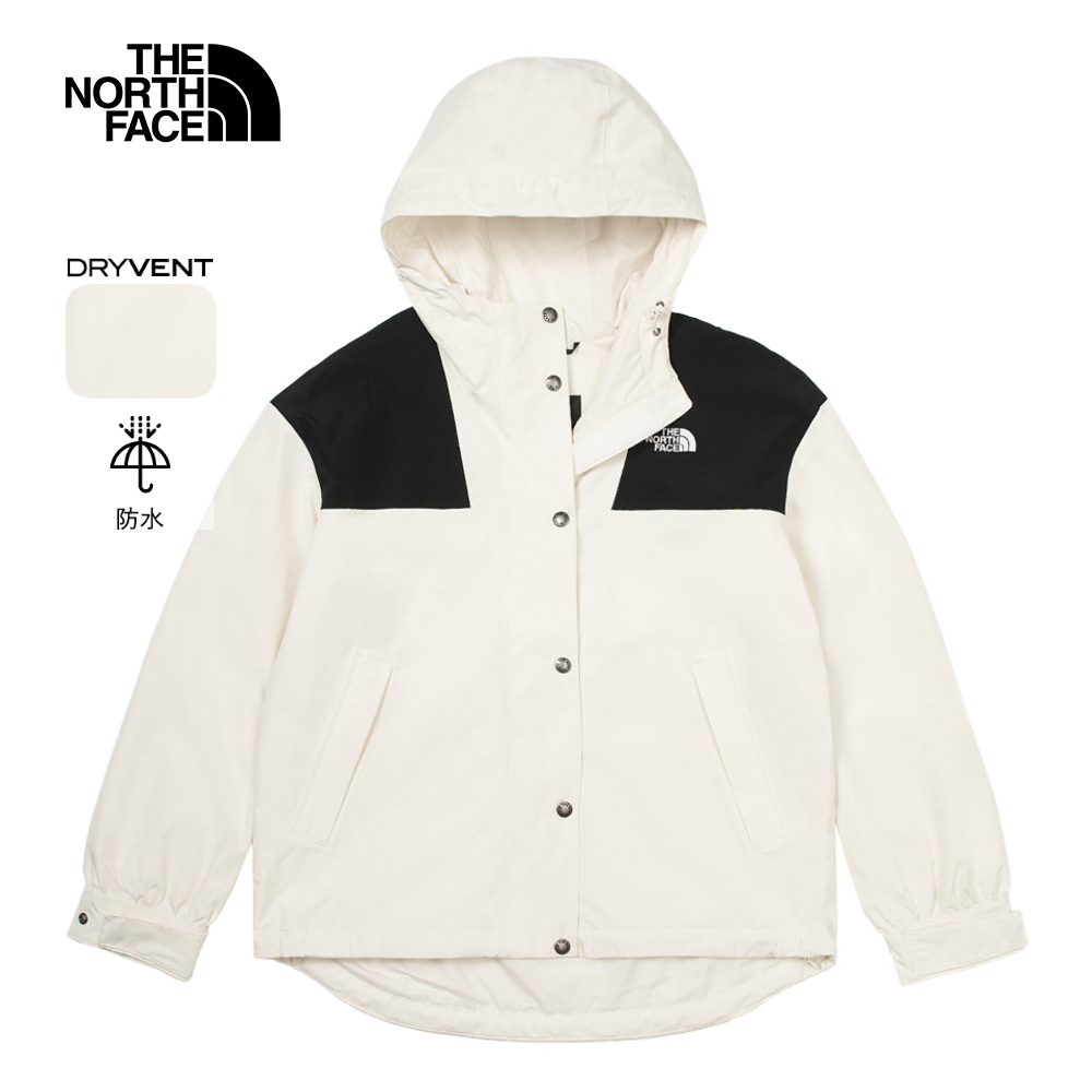 【10/24 00點週末限定】The North Face北面女款米白色防水透氣連帽衝鋒衣｜7QSIROU