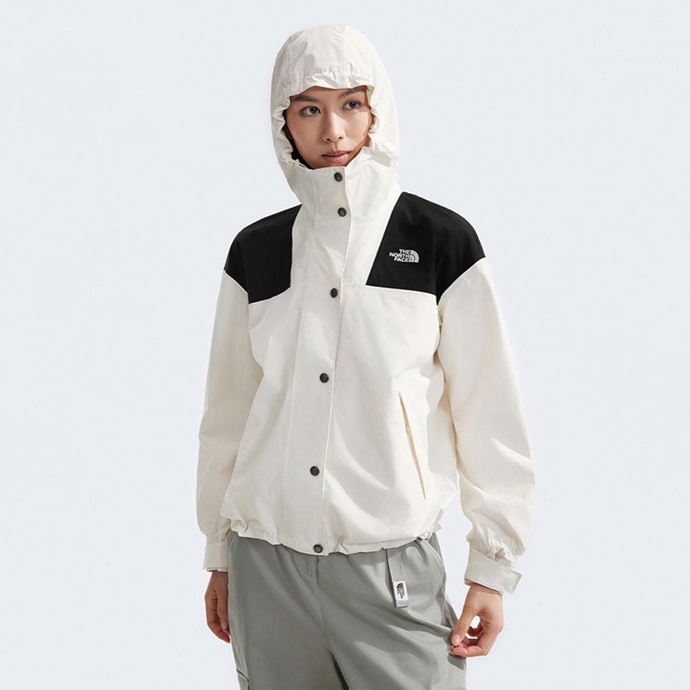 【10/24 00點週末限定】The North Face北面女款米白色防水透氣連帽衝鋒衣｜7QSIROU
