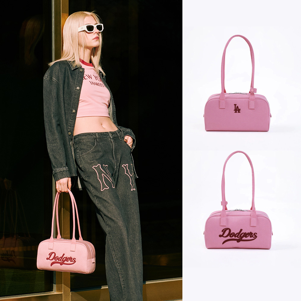 MLB 牛仔丹寧 雙面 保齡球包 腋下包 手提包 肩背包 Varsity系列 洛杉磯道奇隊 (3ABQL054N-07PKD)