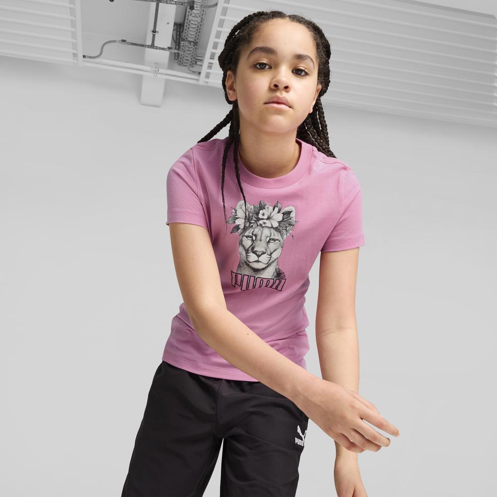 PUMA 基本系列Flower Crouwn圖樣短袖T恤 女童