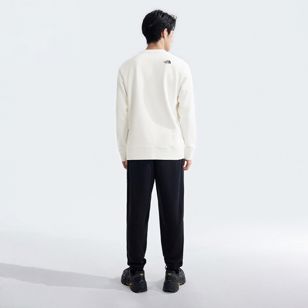 The North Face北面男款米白色品牌LOGO印花長袖大學T｜8AT7QLI
