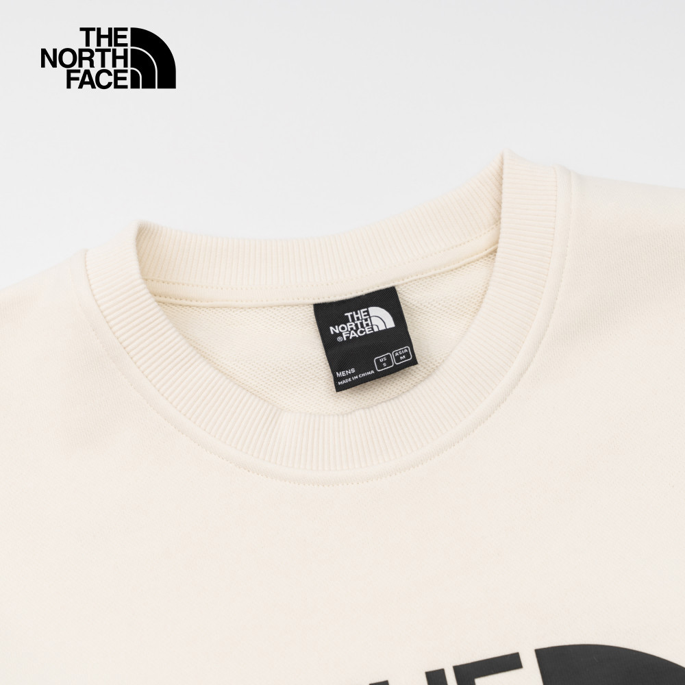The North Face北面男款米白色品牌LOGO印花長袖大學T｜8AT7QLI