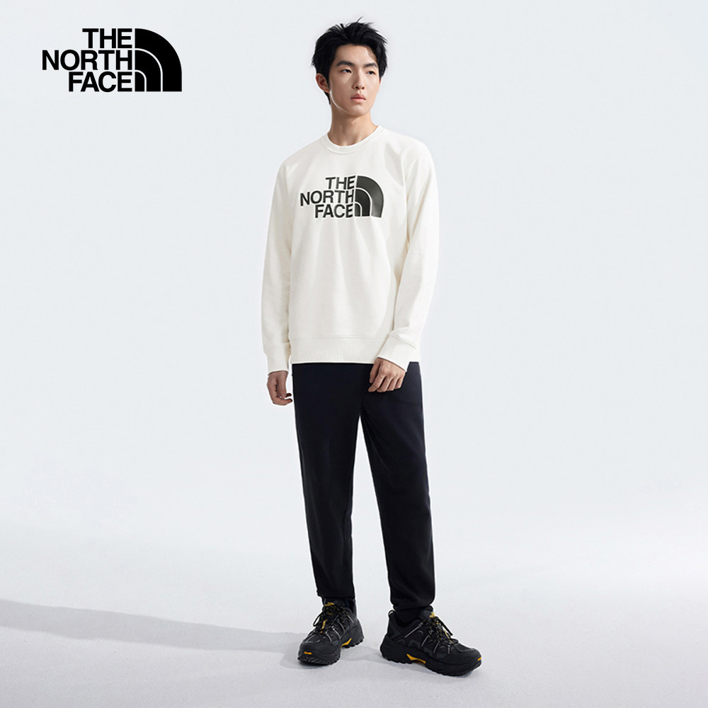 The North Face北面男款米白色品牌LOGO印花長袖大學T｜8AT7QLI