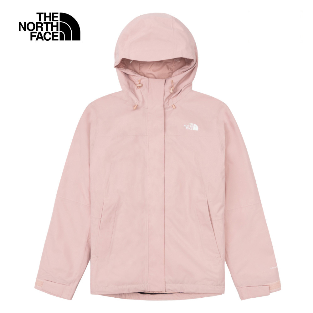 The North Face北面女款粉色防水保暖舒適可調節連帽抓絨內裡三合一外套｜89