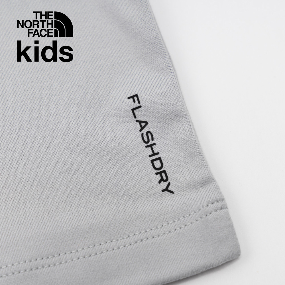 The North Face北面兒童灰色吸濕排汗防曬品牌字樣印花長袖上衣｜8ATYA0M