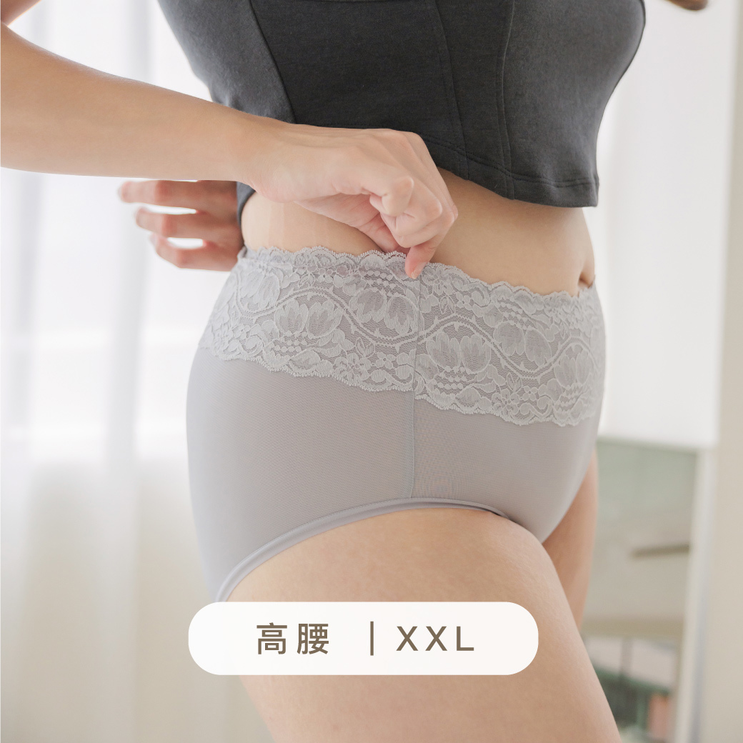 【推推肉】XXL-XXXL 高腰涼感・輕收腹無重力內褲｜透氧灰 #3215
