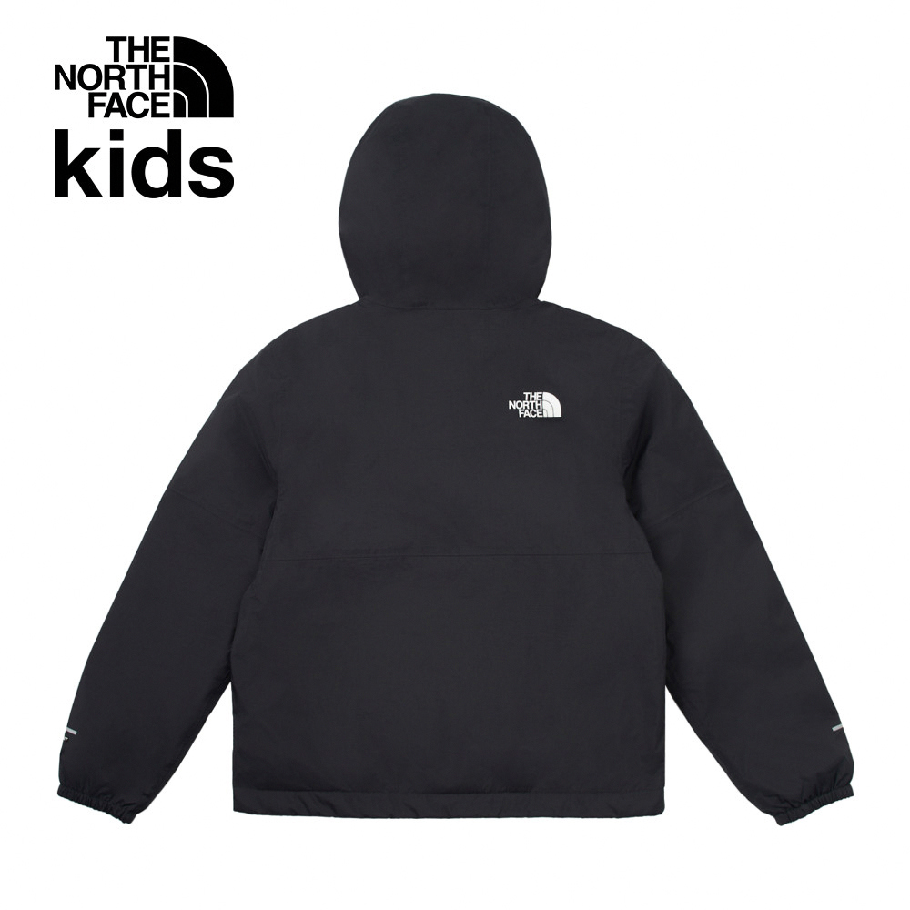 The North Face北面兒童黑色防水透氣保暖連帽衝鋒衣｜873RJK3