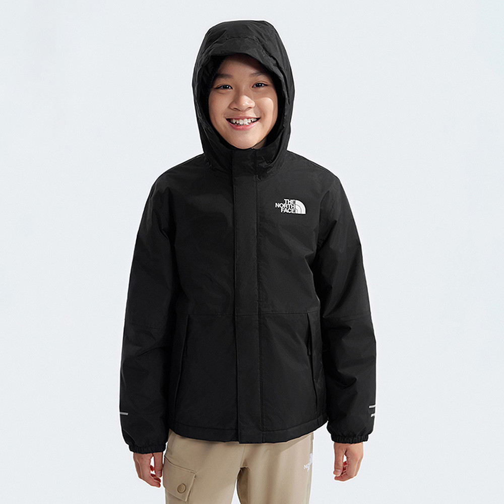The North Face北面兒童黑色防水舒適保暖連帽衝鋒衣｜873S4H0