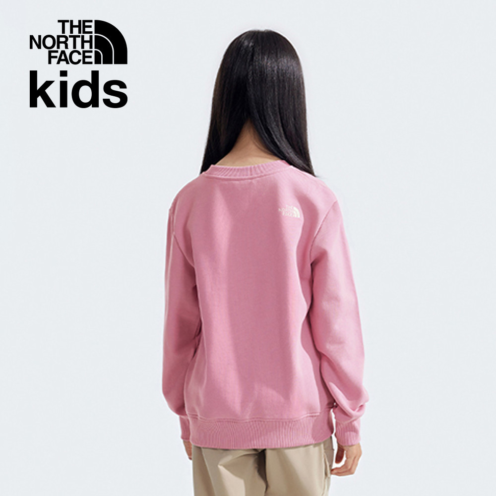 The North Face北面兒童粉紅色純棉舒適大尺寸印花長袖上衣｜89XU1MI