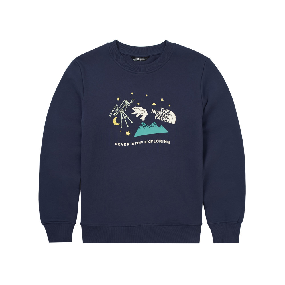 The North Face北面兒童藍色純棉舒適大尺寸印花長袖上衣｜89XU8K2