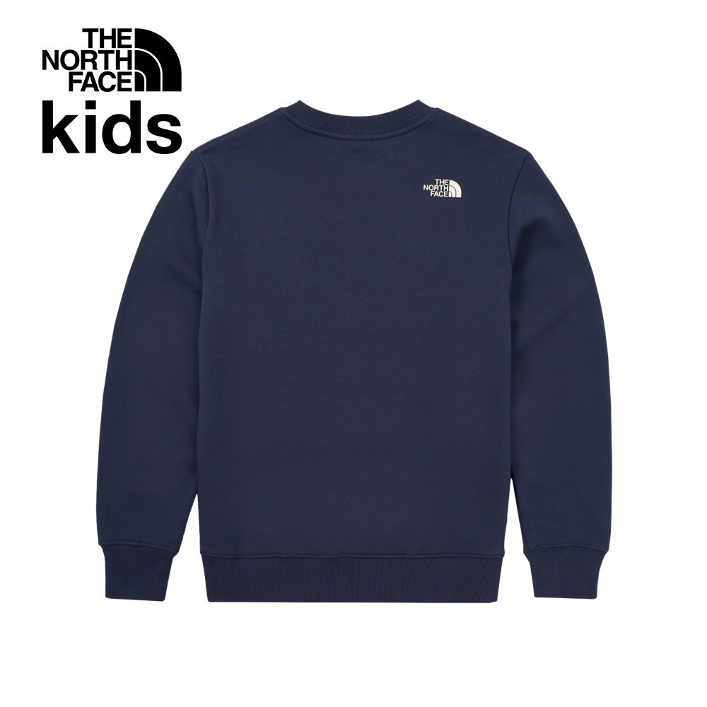 The North Face北面兒童藍色純棉舒適大尺寸印花長袖上衣｜89XU8K2