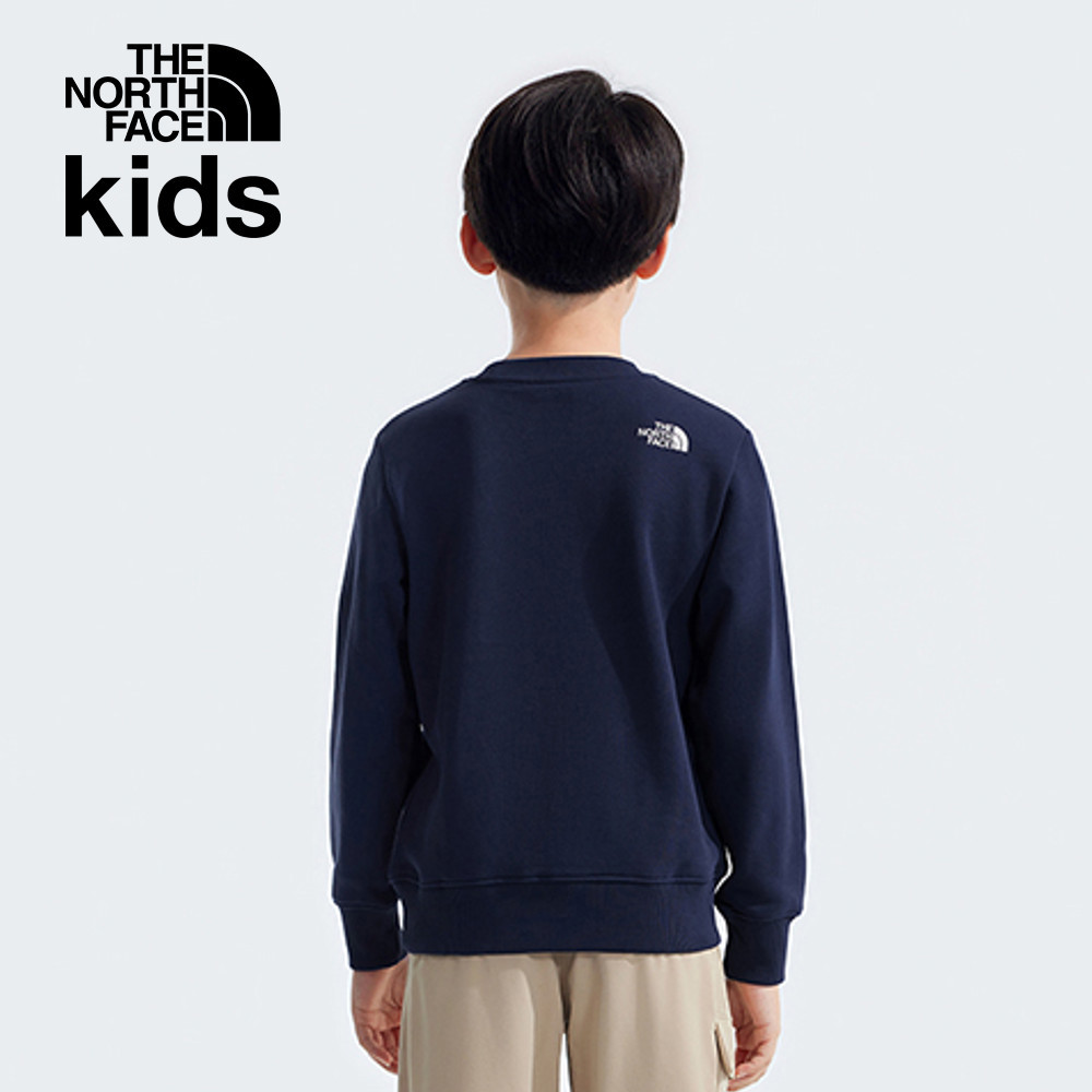 The North Face北面兒童藍色純棉舒適大尺寸印花長袖上衣｜89XU8K2