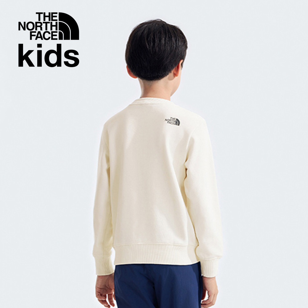 The North Face北面兒童米白色純棉舒適大尺寸印花長袖上衣｜89XUQLI
