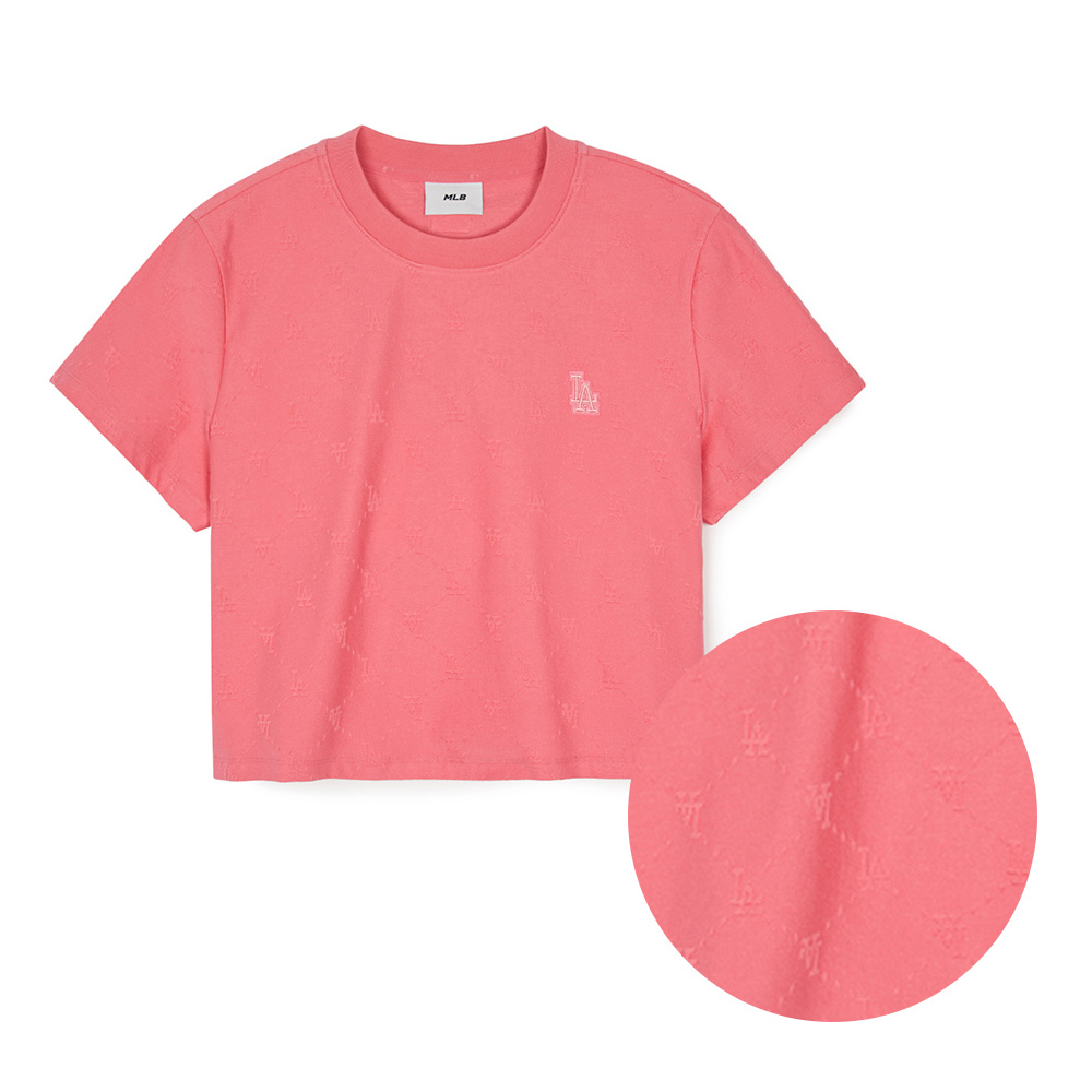 MLB 女版緹花短袖T恤 Monogram系列 洛杉磯道奇隊 (3FTSM0144-07PKS)
