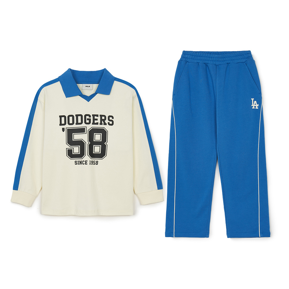 MLB Korea MLB KIDS 運動套裝 長袖Polo衫+長褲 童裝 Varsity系列 洛杉磯道