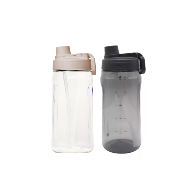 樂扣樂扣 大容量豪飲冷水壺1.5L(附吸管)-黑色/淡莫粉