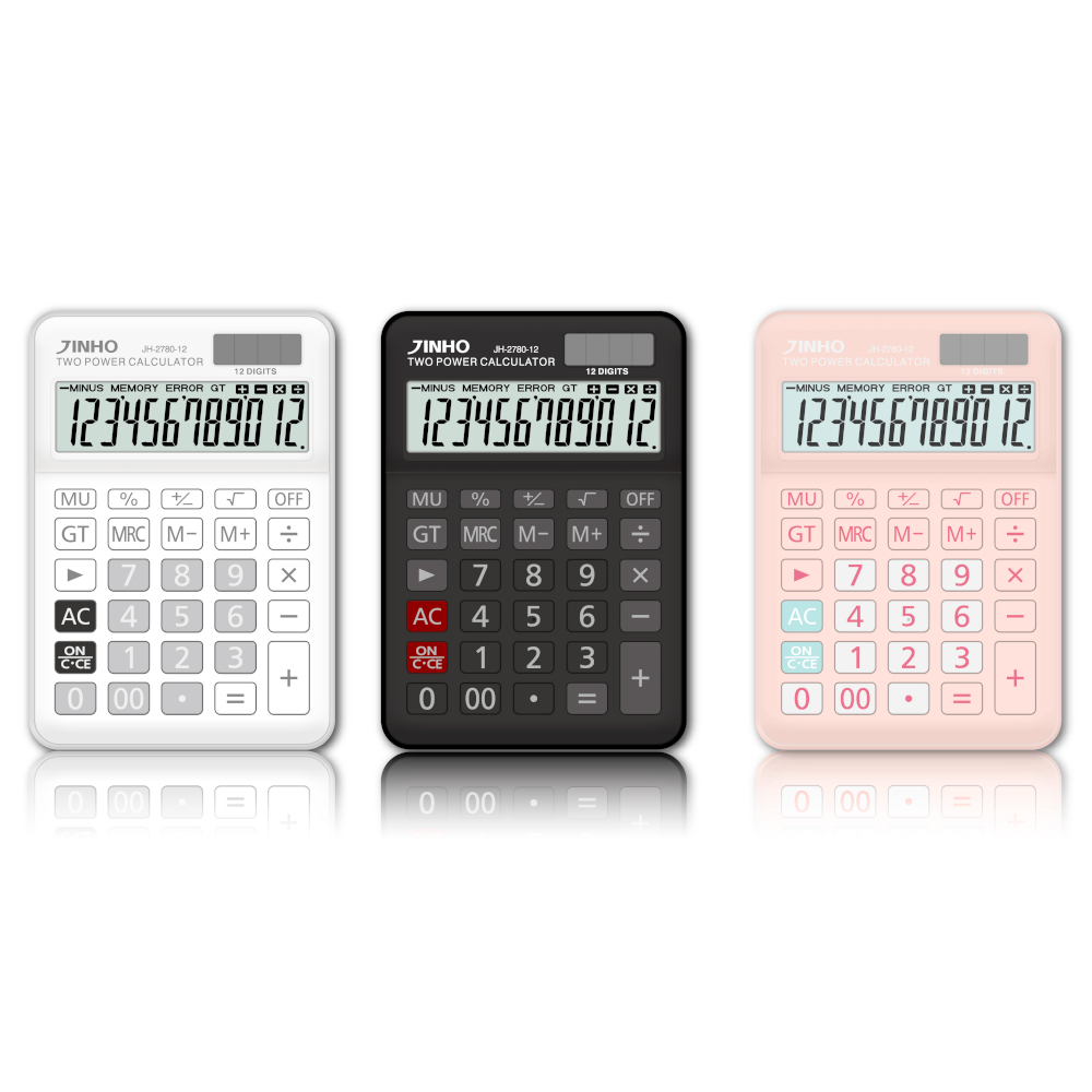 JINHO 12位元稅率型計算機(JH-2780-12)-白灰/黑/粉