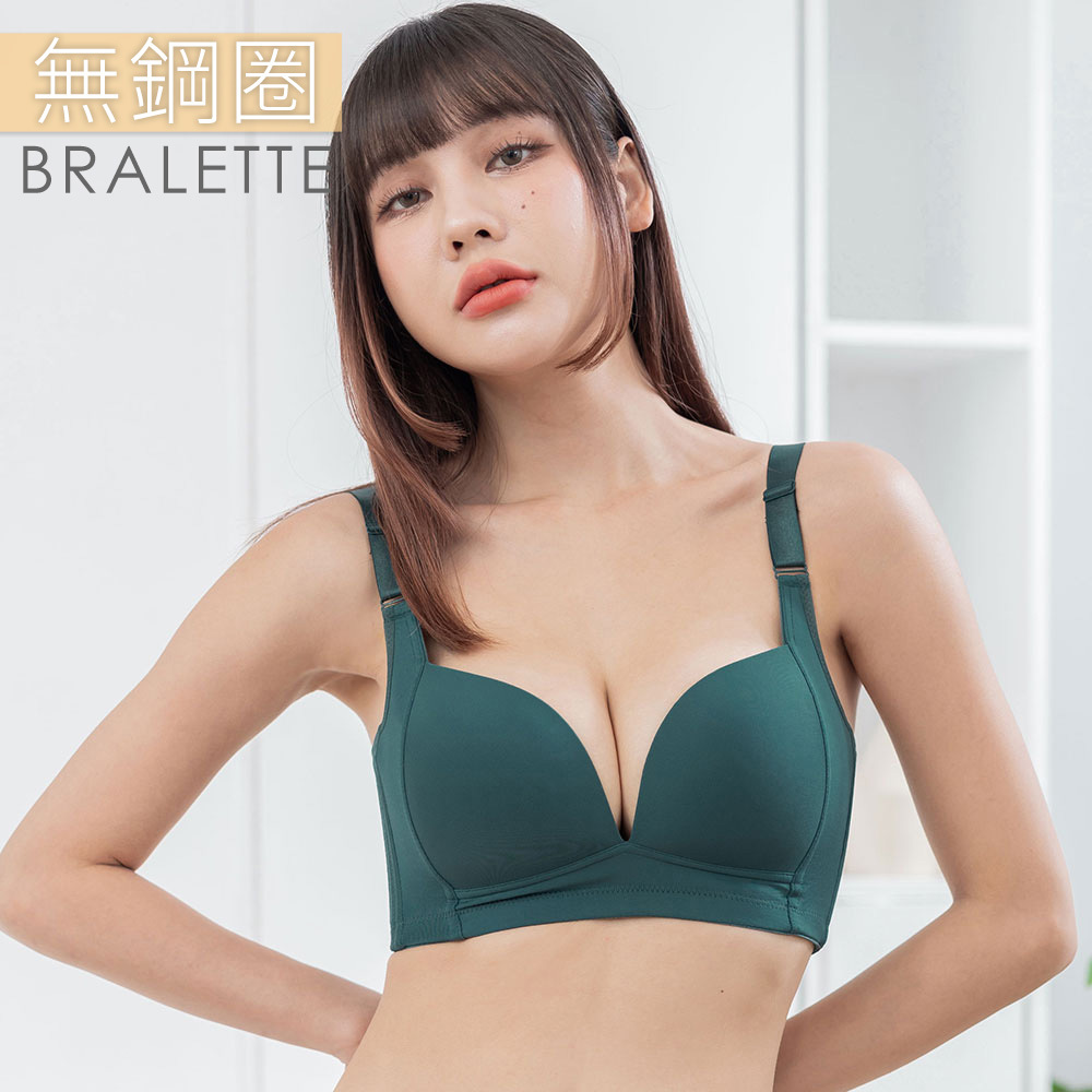 無鋼圈內衣 Q彈爆爆 深V集中無痕款 B-E/水鴨藍