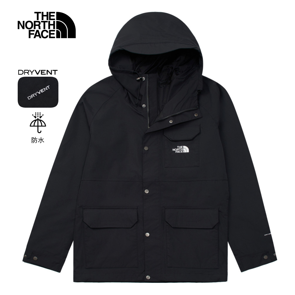 【10/24 00點週末限定】The North Face北面男款黑色防水透氣多口袋連帽衝鋒衣｜88RA4H0