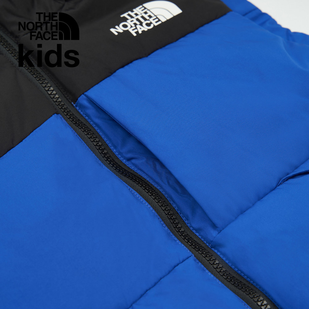 The North Face北面兒童藍色防潑水舒適保暖兩面穿連帽羽絨背心｜89XREF1