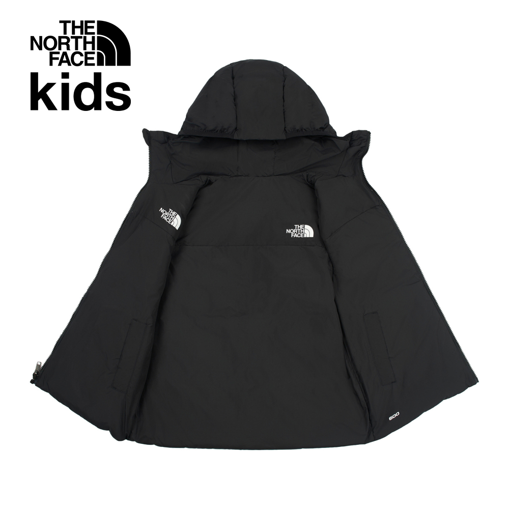 The North Face北面兒童米白色防潑水舒適保暖兩面穿連帽羽絨背心｜89XRROU