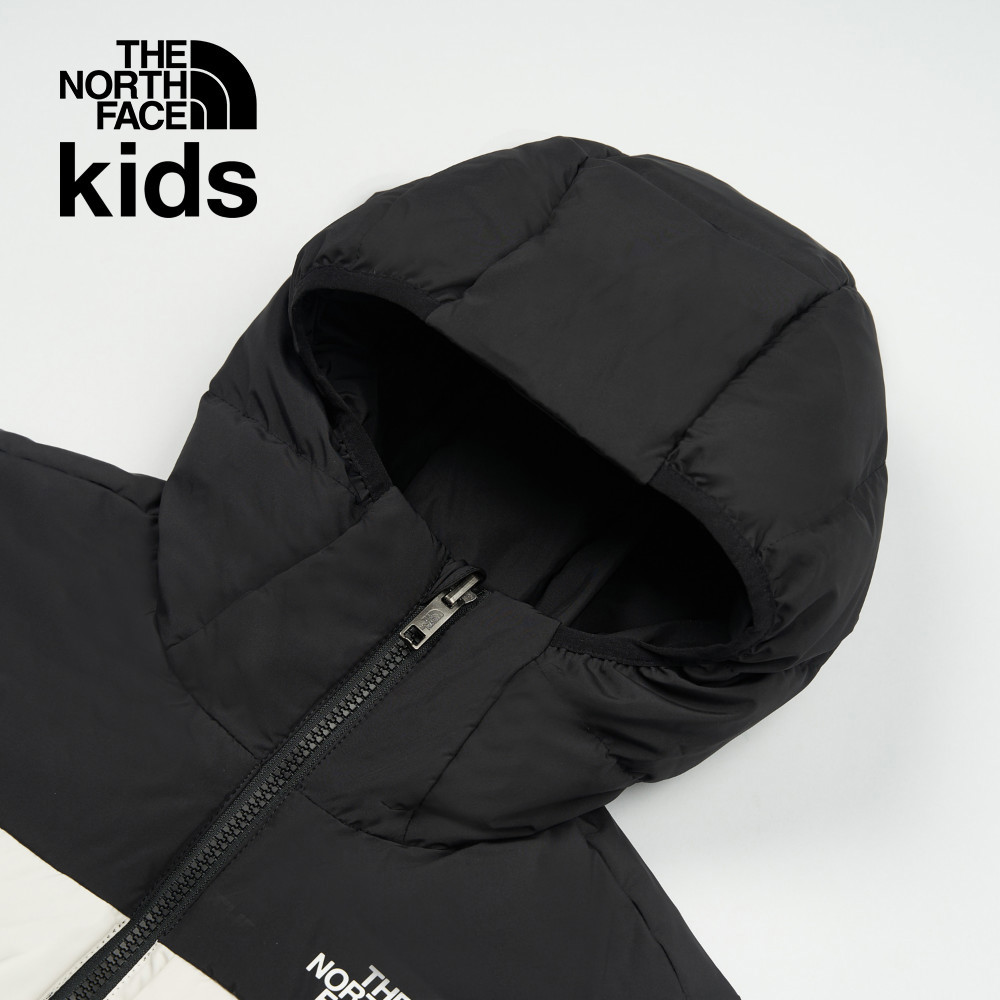 The North Face北面兒童米白色防潑水舒適保暖兩面穿連帽羽絨背心｜89XRROU