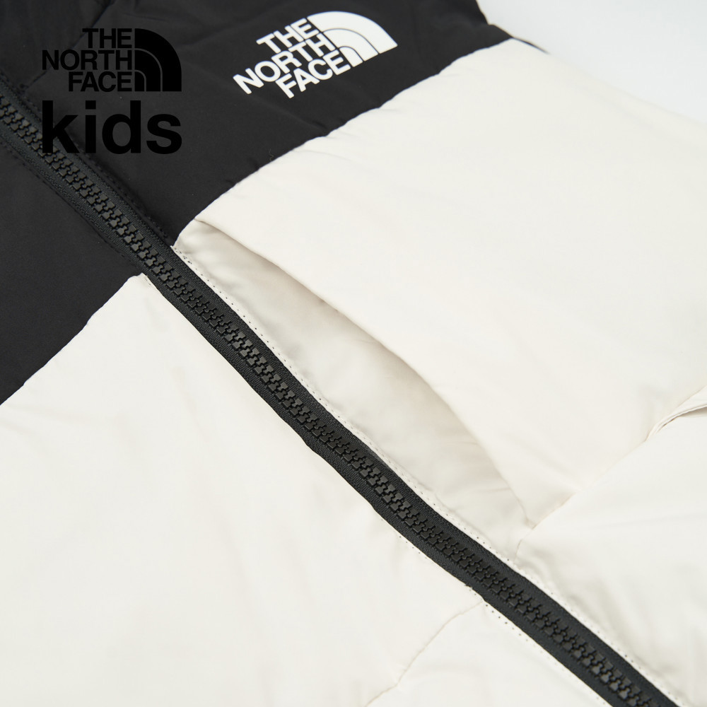 The North Face北面兒童米白色防潑水舒適保暖兩面穿連帽羽絨背心｜89XRROU