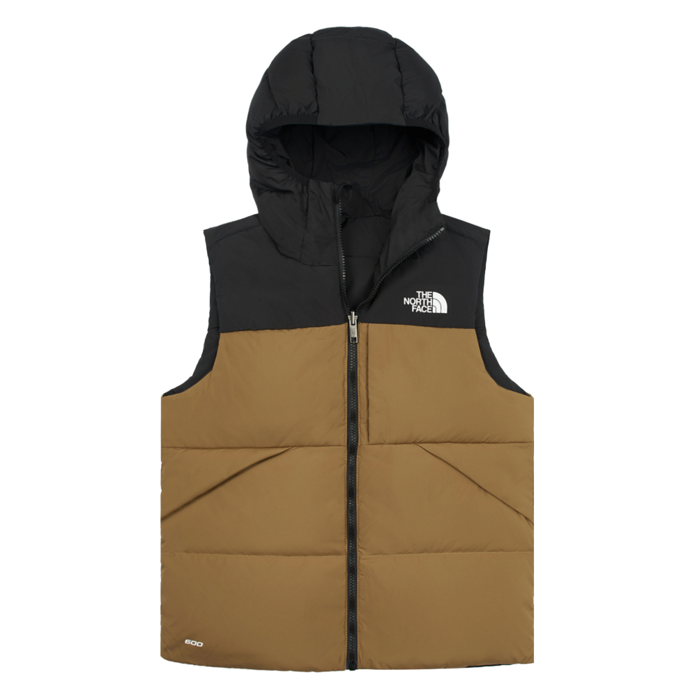 The North Face北面兒童棕色防潑水舒適保暖兩面穿連帽羽絨背心｜89XRYW2