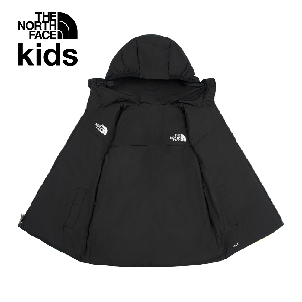 The North Face北面兒童棕色防潑水舒適保暖兩面穿連帽羽絨背心｜89XRYW2