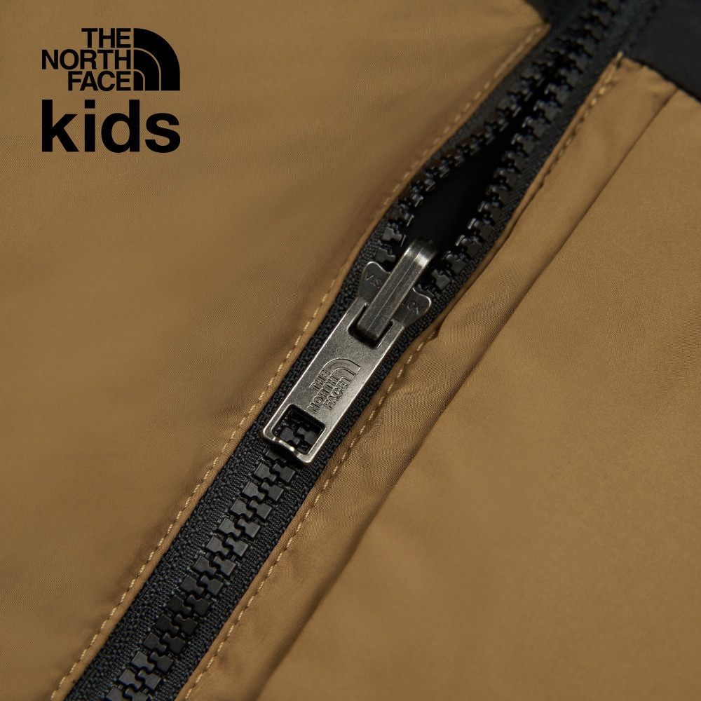 The North Face北面兒童棕色防潑水舒適保暖兩面穿連帽羽絨背心｜89XRYW2